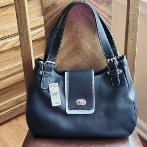 Talbot's Black Leather Satchel Handbag NWT